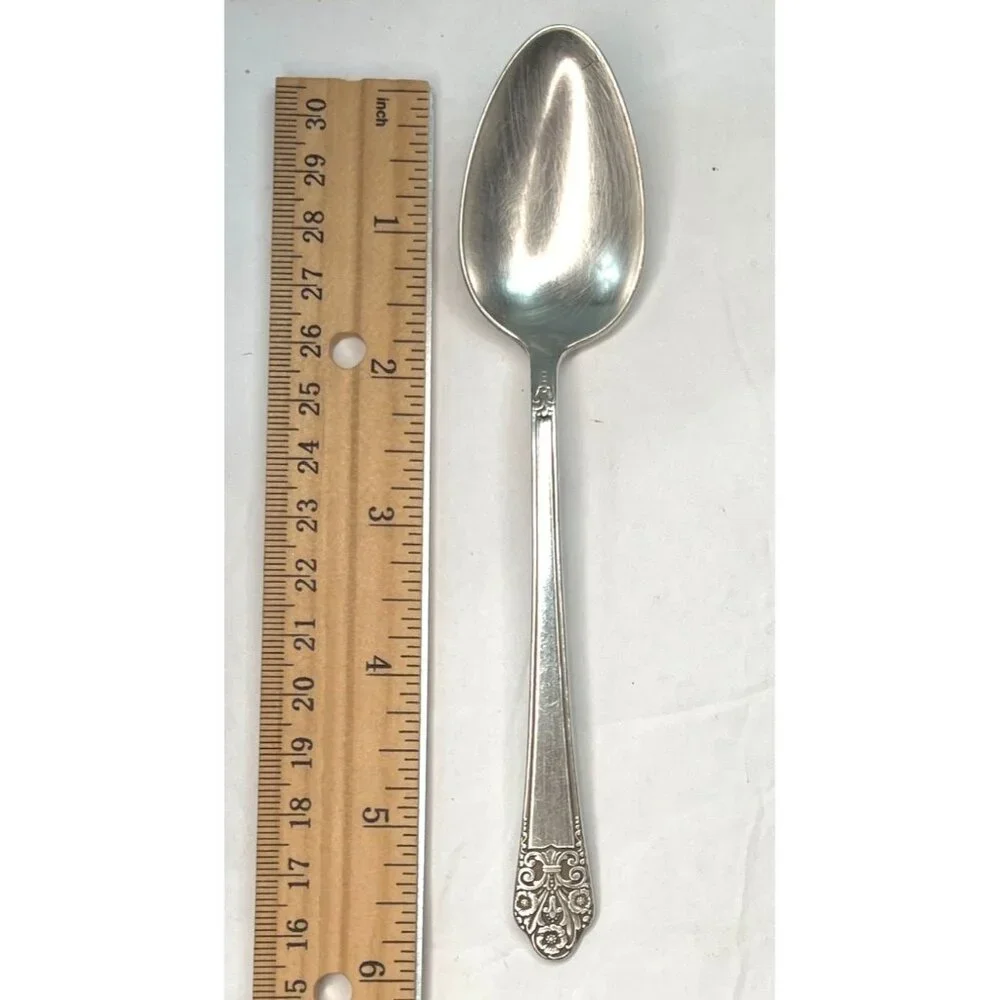 Rogers Nickel Silver Teaspoon With Ornate Floral Handle Design B42